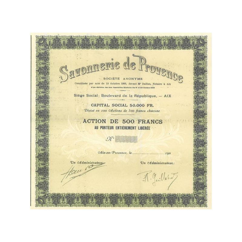 Savonnerie de Provence (specimen)