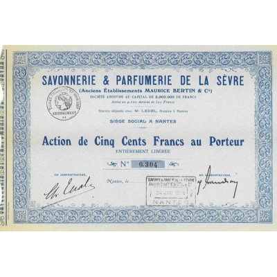Savonnerie & Parfumerie de La Sèvre (Anc Ets Maurice Bertin & Cie) (Act 500 F)