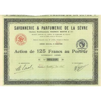 Savonnerie & Parfumerie de La Sèvre (Anc Ets Maurice Bertin & Cie) (Act 125 F)