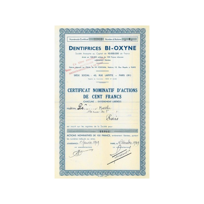 Dentifrices Bi-Oxyne (CN)