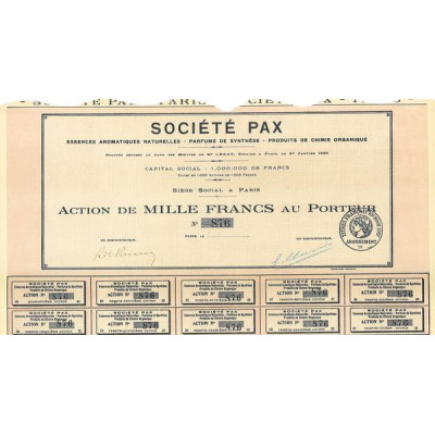 Sté Pax - Essences Aromatiques Naturelles. Parfuls de Synthèse - Produits de Chimie Organique (Act 1000 F)