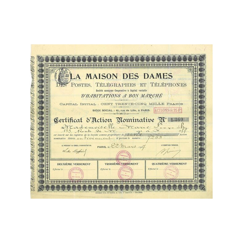 La Maison des Dames des Postes. Télégraphes et Téléphones