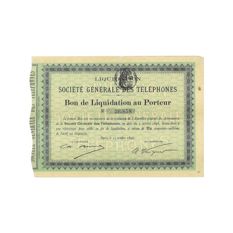 Liquidation de la Sté Gale des Téléphones