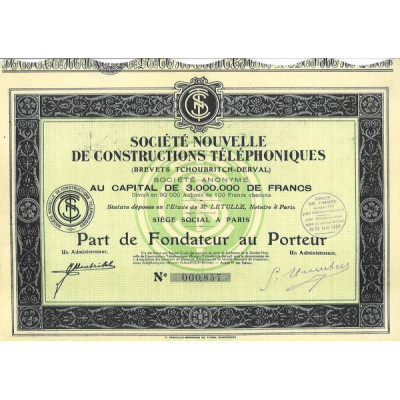 Sté Nlle de Constructions Téléphoniques (Brevet Tchoubritch-Derval)