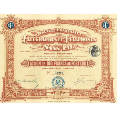 Sté Française des Télégraphes & Téléphones Sans Fil (Procédés Branly-Popp) (Act 100 F)