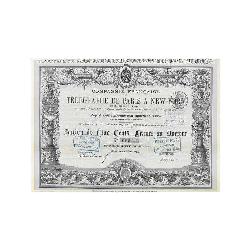 Cie Française du Télégraphe de Paris à New-York