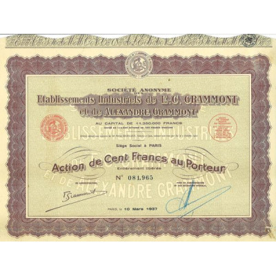 S.A. des Ets Indus. De E.-C. Grammont et de Alexandre Grammont (Act 100 F)