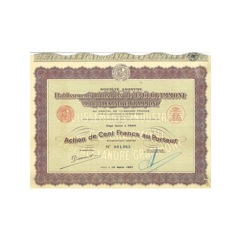 S.A. des Ets Indus. De E.-C. Grammont et de Alexandre Grammont (Act 100 F)