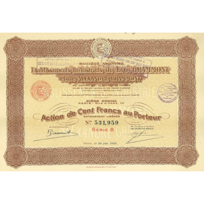 S.A. des Ets Indus. De E.-C. Grammont et de Alexandre Grammont (Act 100 F - Série B)