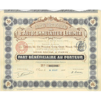 Sté Internationale de l'Autocommutateur Lorimer (PB)