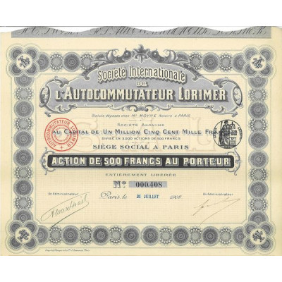 Sté Internationale de l'Autocommutateur Lorimer (Act 500 F)