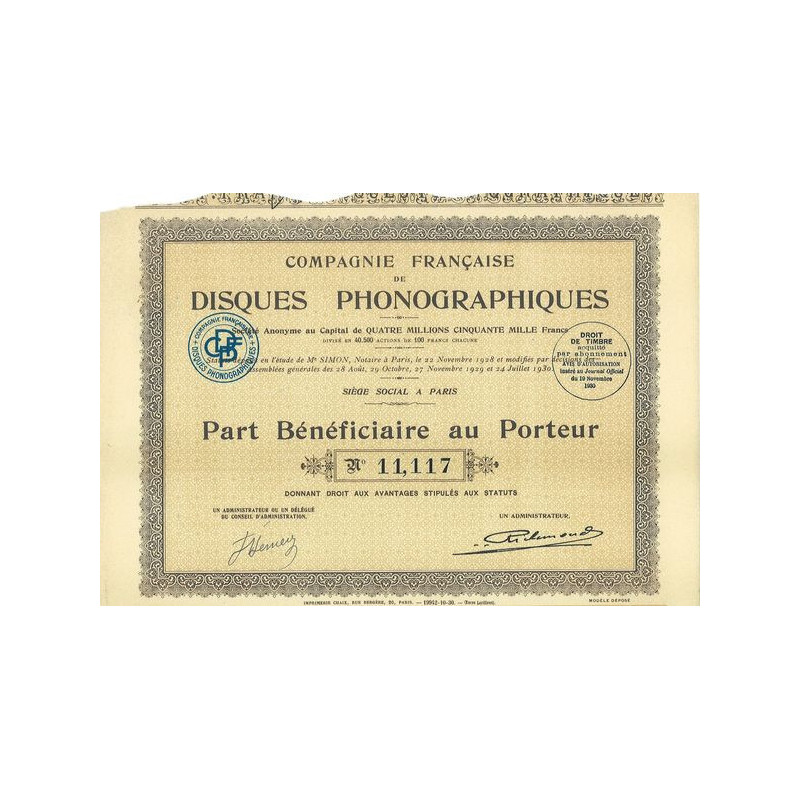 Cie Française de Disques Phonographiques (PB)