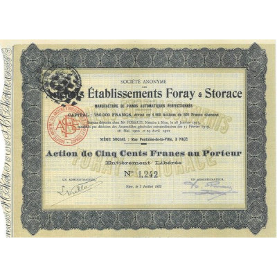 S.A. des Anc Ets Foray & Storace - Manufacture de Pianos Automatiques Perfectionnés