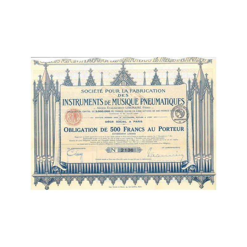 Sté pour la Fabrication des Instruments de Musique Pneumatiques - Anc Ets Limonaire Frères