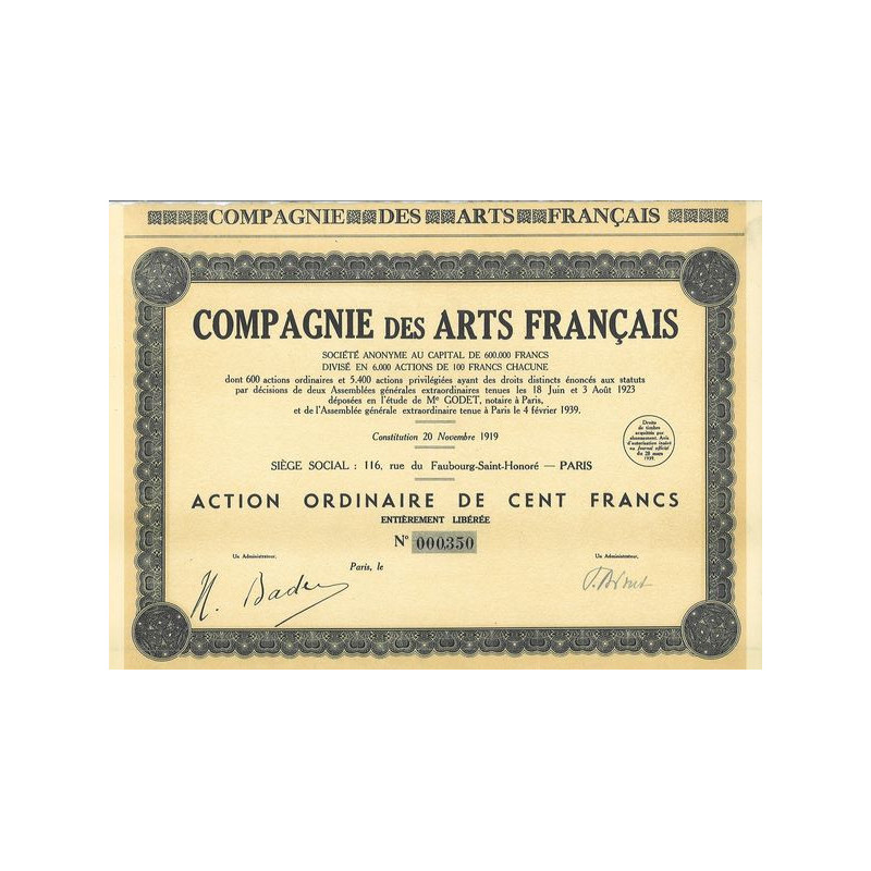 Cie des Arts Français (Act O 100 F)