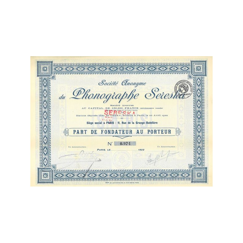 S.A. du Phonographe Sereska (PF)