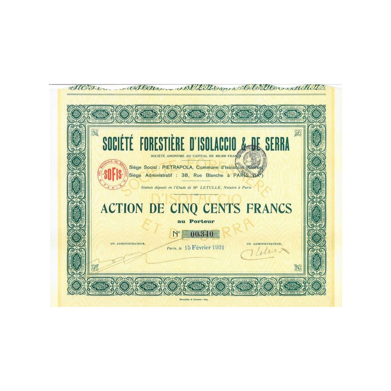 Sté Forestière d'Isolaccio & de Serra