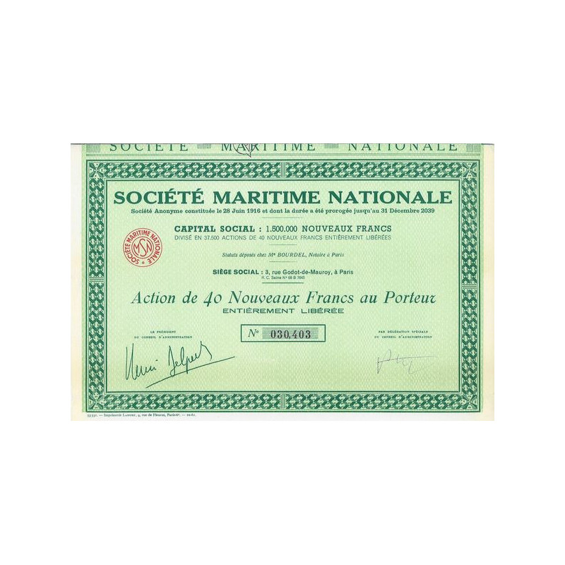 Sté Maritime Nationale (Act 40 NF)