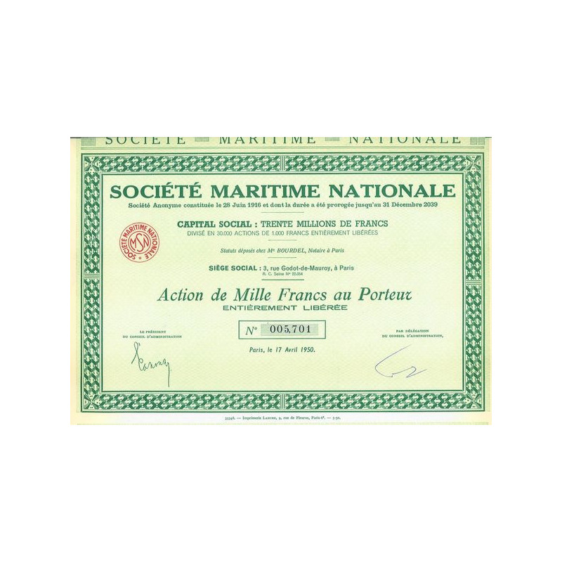Sté Maritime Nationale (Act 1000 F)