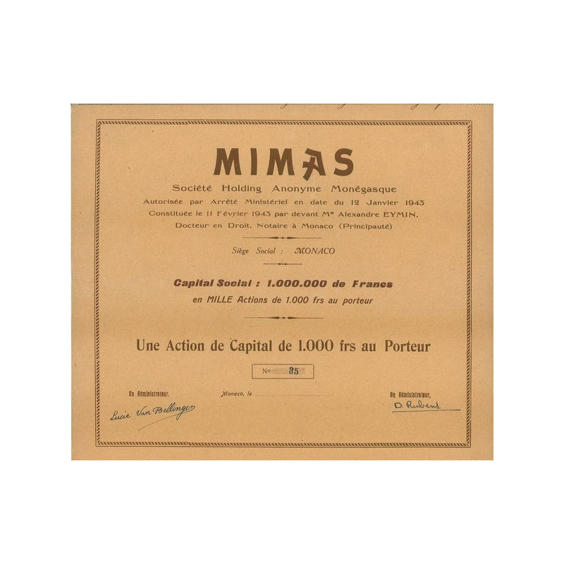 MIMAS Société Holding Anonyme Monégasque