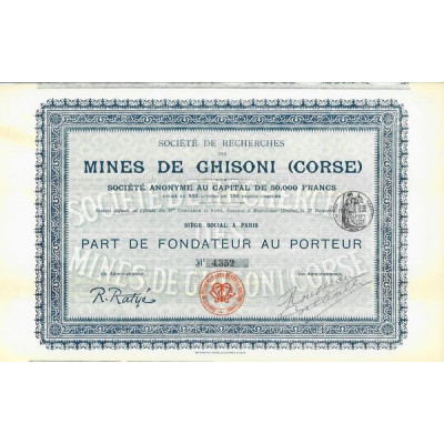 Sté de Recherches des Mines de Ghisoni (Corse)