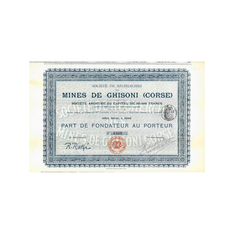 Sté de Recherches des Mines de Ghisoni (Corse)