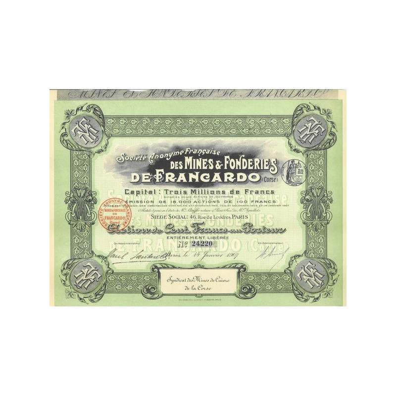 S.A. Française des Mines & Fonderies de Francardo (Corse)