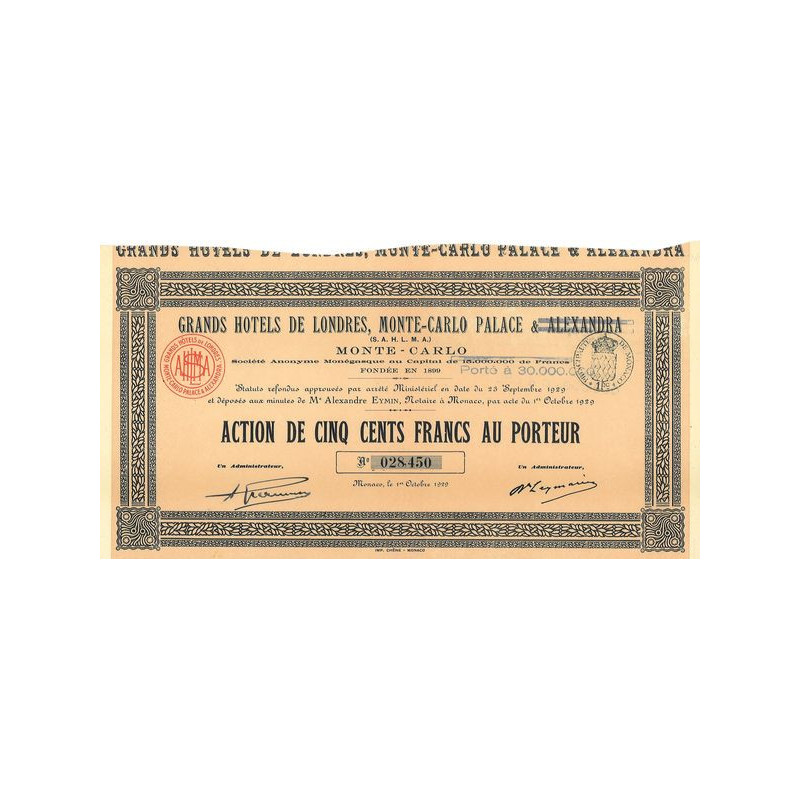 Grands Hôtels de Londres. Monte-Carlo Palace & Alexandra (S.A.H.L.M.A.)