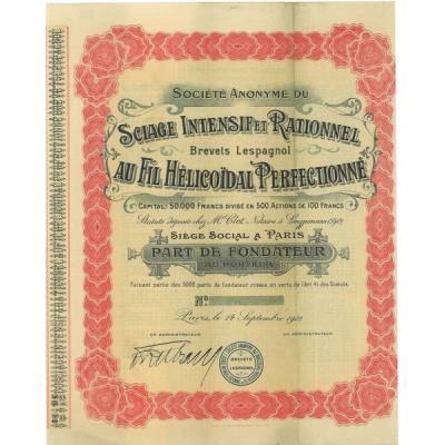 S.A. du Sciage Intensif et Rationnel au Fil Hélicoïdal Perfectionné - Brevets Lespagnol (blanquette)