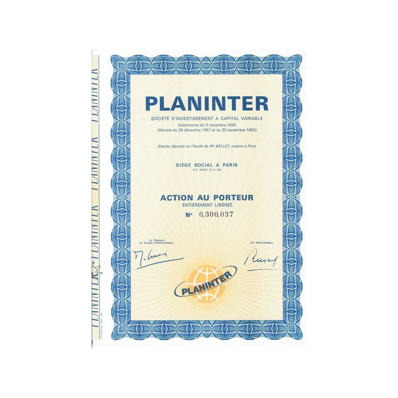 Planinter - Sté d'Investissement à Capital Variable