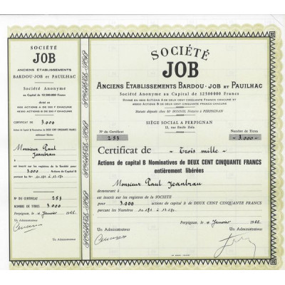 Sté JOB (Anc Ets Bardou-Job & Pauilhac) (Certif)