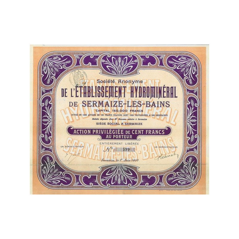 S.A. de l'Ets Hydrominéral de Sermaize-les-Bains