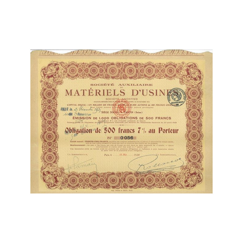 Sté Auxiliaire de Matériels d'Usines