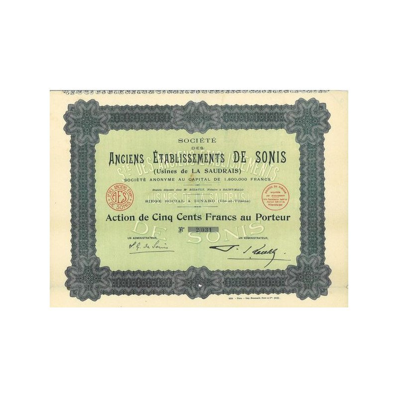 Sté des Anc Ets de Sonis (Usines de La Saudrais)