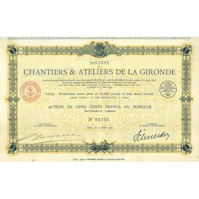 Sté des Chantiers & Ateliers de la Gironde (1922)