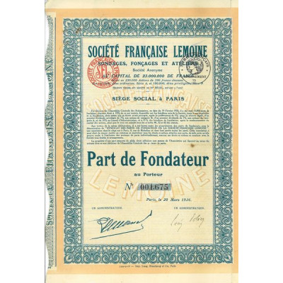 Sté Française Lemoine - Sondages. Fonçages et Ateliers (PF)