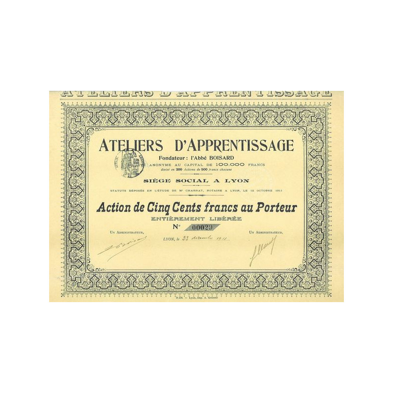 Ateliers d'Apprentissage - Fondateur : L'Abbé Boisard