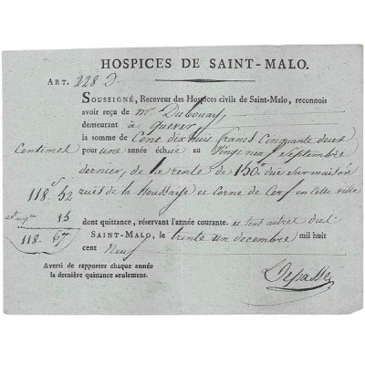 Hospices de Saint-Malo - Rente 1