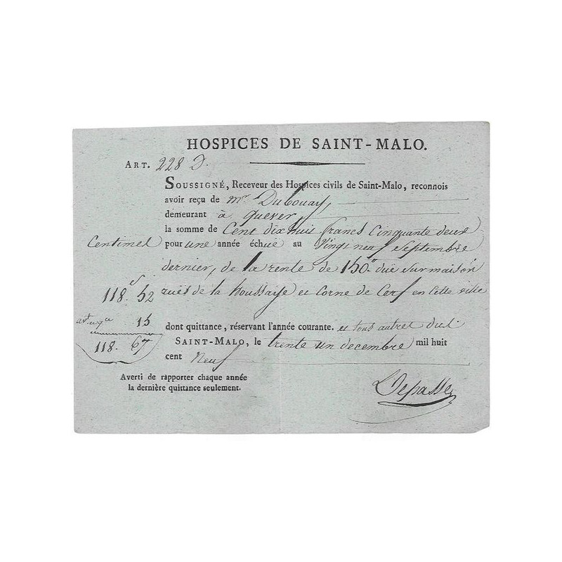 Hospices de Saint-Malo - Rente 1