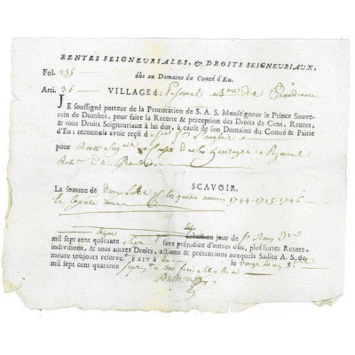 Rentes Seigneuriales & Droits Seigneuriaux dûs au Domaine du Comté d'Eu (1)