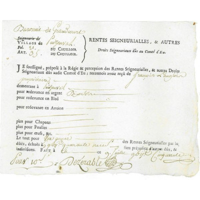 Rentes Seigneuriales & Autres Droits Seigneuriaux dûs au Domaine du Comté d'Eu (1)