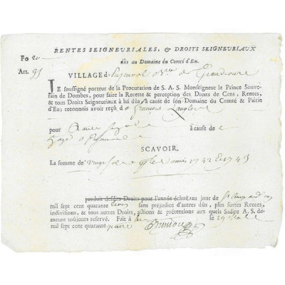 Rentes Seigneuriales & Droits Seigneuriaux dûs au Domaine du Comté d'Eu (2)