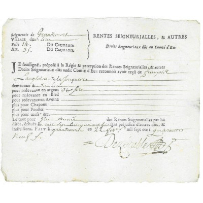 Rentes Seigneuriales & Autres Droits Seigneuriaux dûs au Domaine du Comté d'Eu (2)