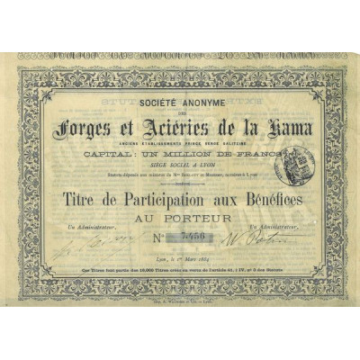 S.A. des Forges et Aciéries de la Kama - Anc Ets Prince Serge Galitzine (TPB)