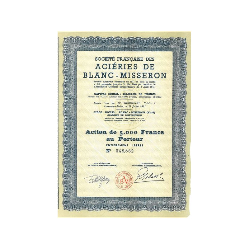 Sté Française des Aciéries de Blanc-Misseron (Act 5000 F)