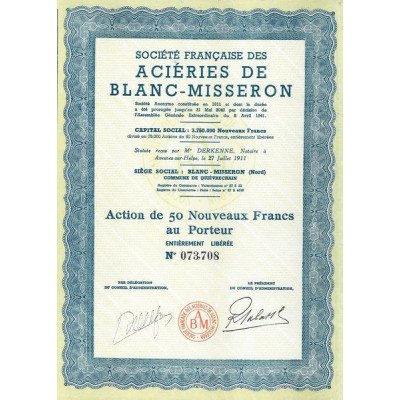 Sté Française des Aciéries de Blanc-Misseron (Act 50 NF)