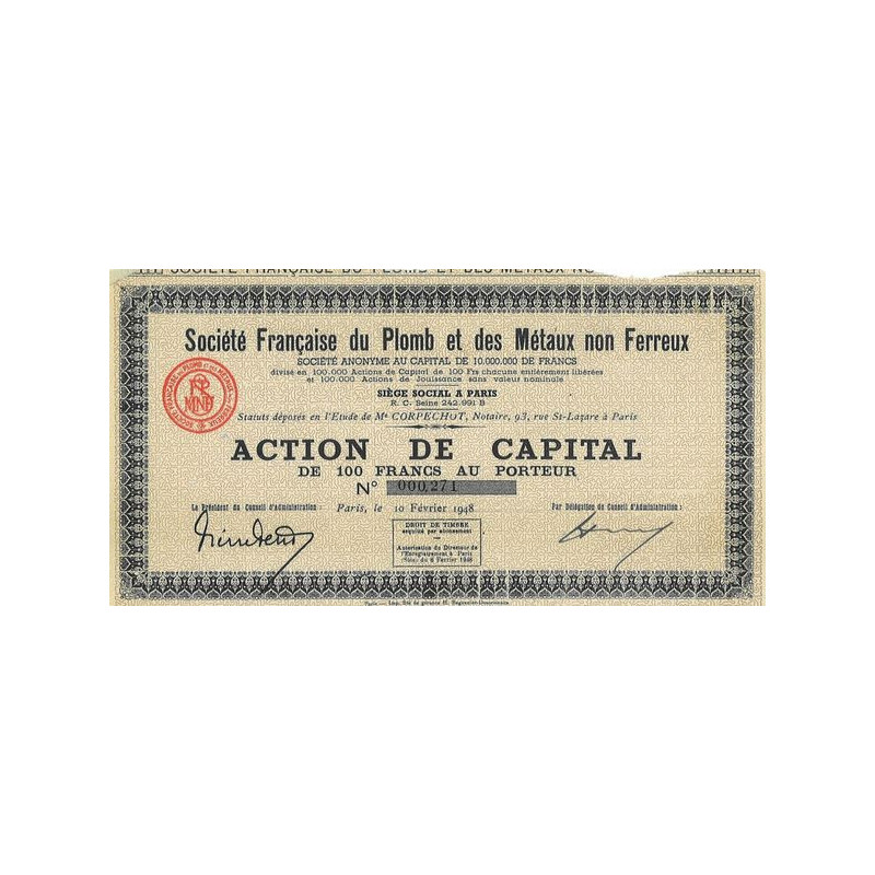 Sté Française du Plomb et des Métaux non Ferreux (Act Cap)(1948)