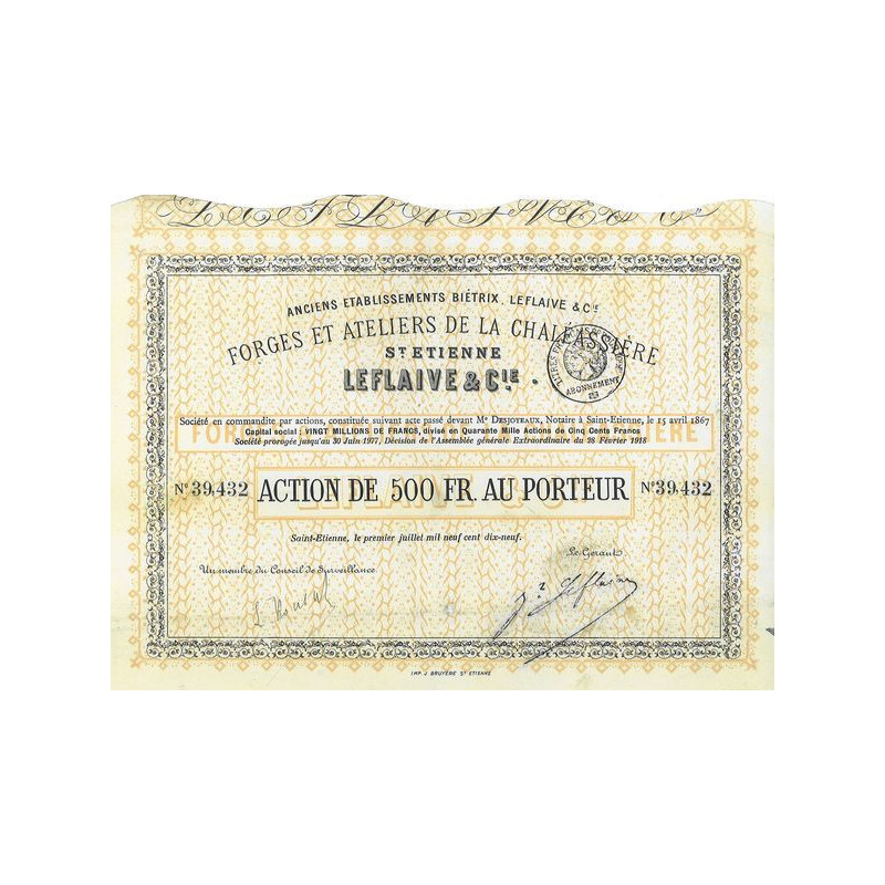 Forges et Ateliers de la Chaléassière - Anc ets Biétrix. Leflaive & Cie (1919)
