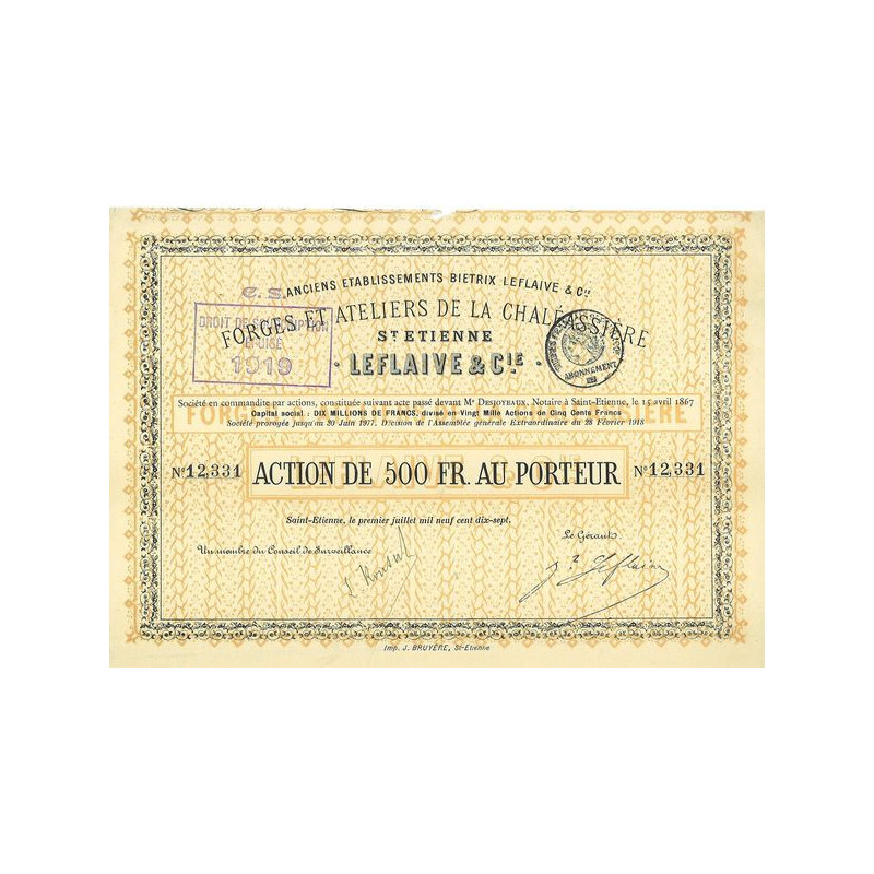 Forges et Ateliers de la Chaléassière - Anc ets Biétrix. Leflaive & Cie (1917)