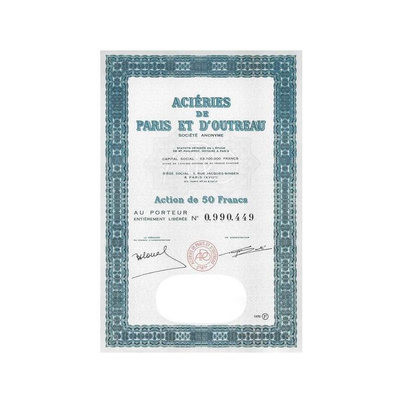 Aciéries de Paris et d'Outreau (Act 50 F)